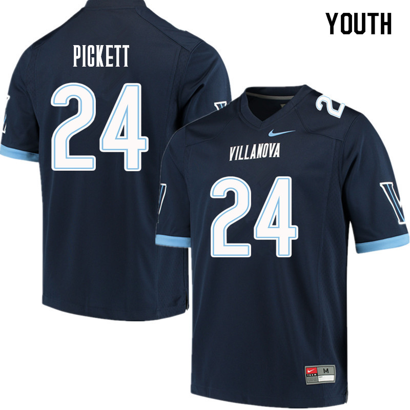 Youth #24 Darius Pickett Villanova Wildcats College Football Jerseys Sale-Navy - Click Image to Close